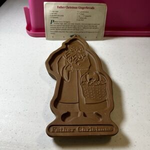 1990‎ Longaberger Pottery Santa "Father Christmas" Cookie Cutter Mold W/ Recipe